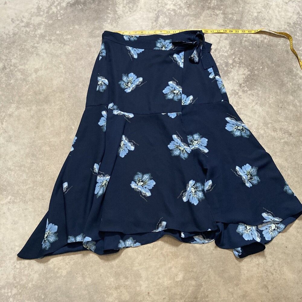 Club Monaco Skirt Womens 10 Blue Floral Wrap‎ Midi Flowy